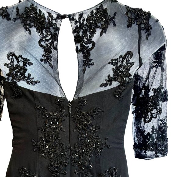 JJ's House Black Lace Tulle Mermaid Evening Gown Formal Dress Size 6–8 NWT - Picture 7 of 14